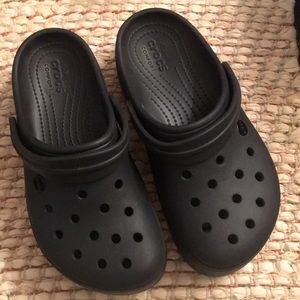 CROCS black platform shoes